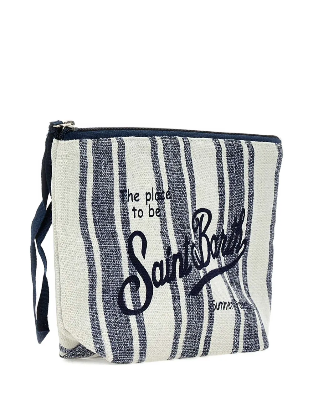 MC2 Saint Barth Gestreepte clutch met rits Blauw