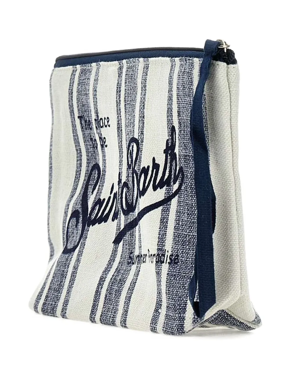 MC2 Saint Barth Gestreepte clutch met rits Blauw