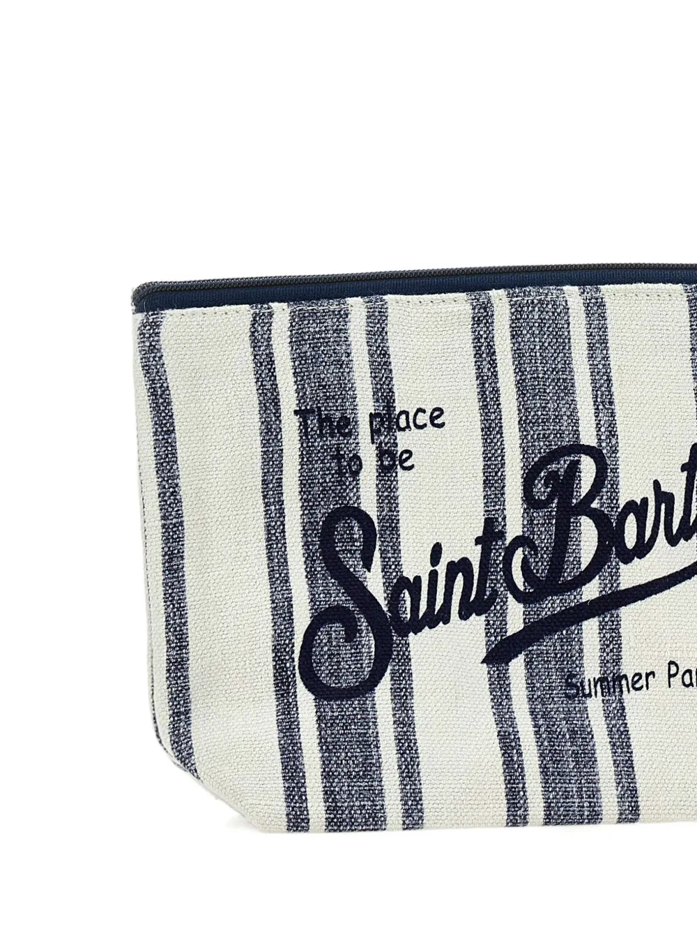MC2 Saint Barth Gestreepte clutch met rits Blauw