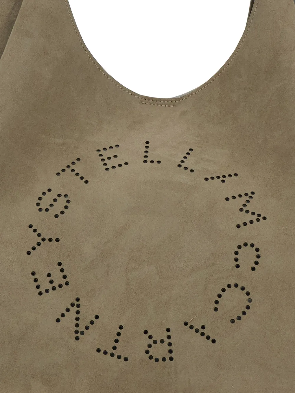 Stella McCartney Grote suède schoudertas met geperforeerd logo Beige