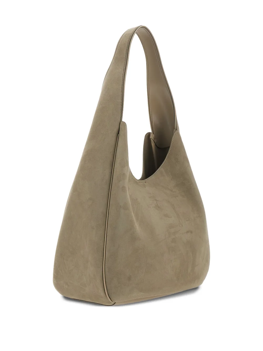 Stella McCartney Grote suède schoudertas met geperforeerd logo Beige