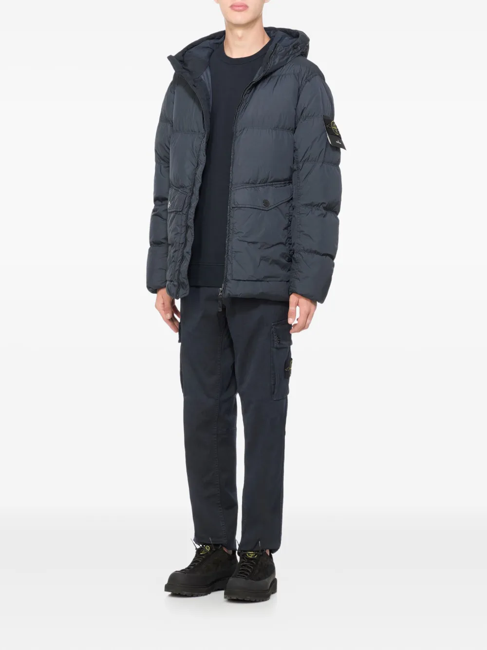 Stone Island 4100011 Crinkle Reps NY gewatteerd jack Blauw