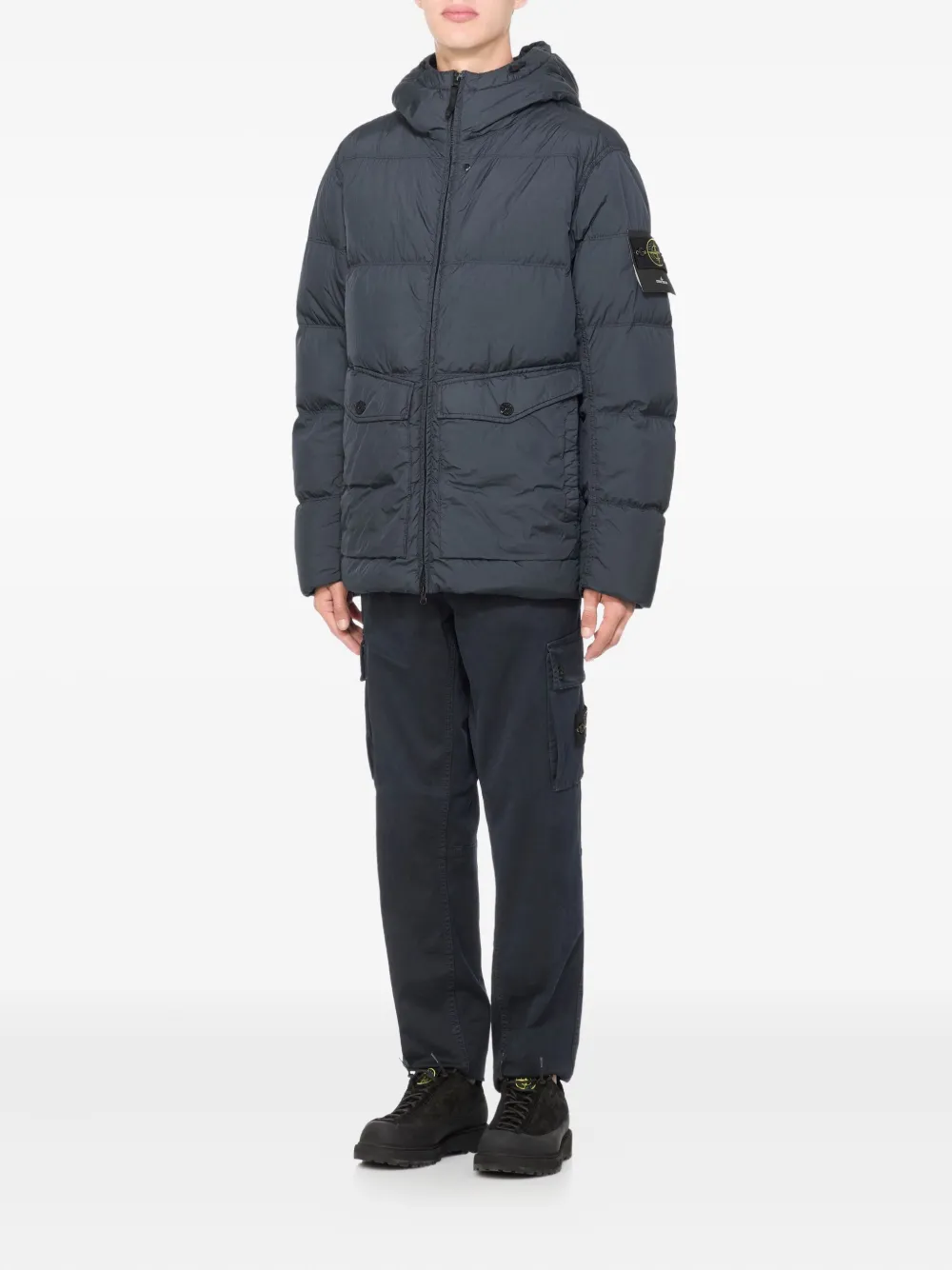 Stone Island 4100011 Crinkle Reps NY gewatteerd jack Blauw