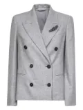 Brunello Cucinelli peak-lapel brooch blazer - Grey