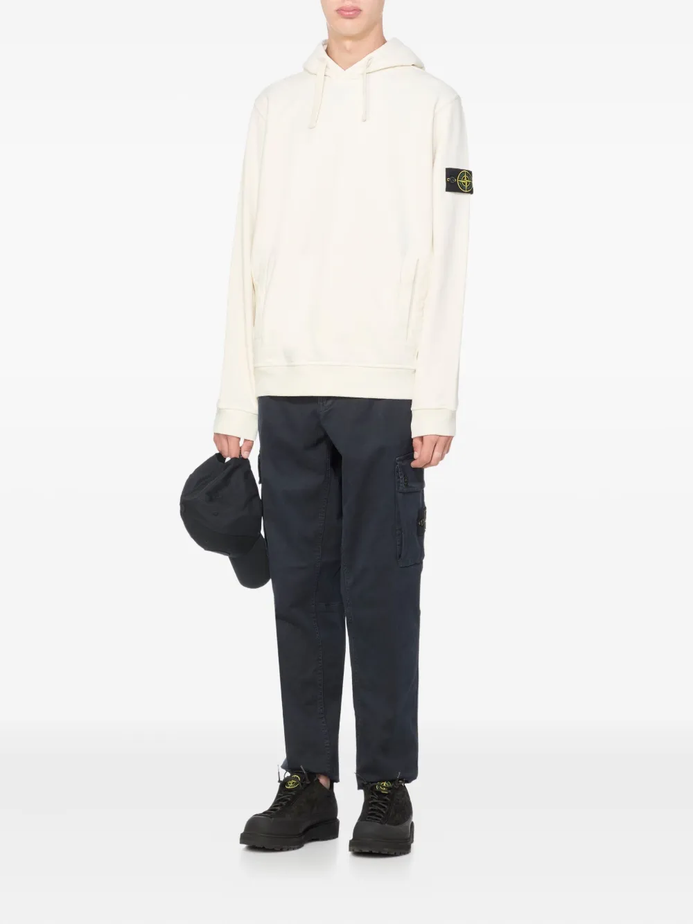 Stone Island 6100029 geborstelde katoenen hoodie Beige
