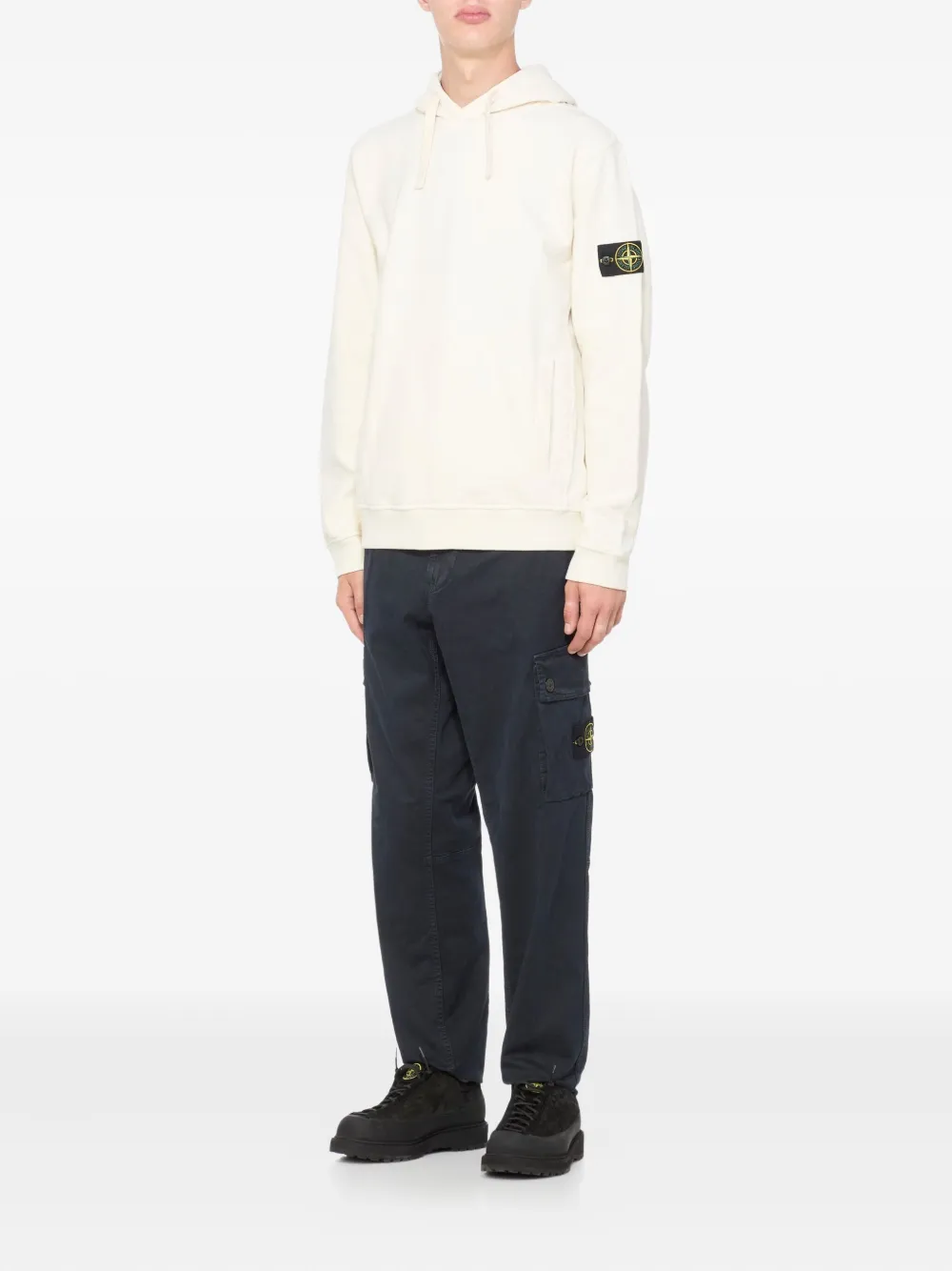 Stone Island 6100029 geborstelde katoenen hoodie Beige