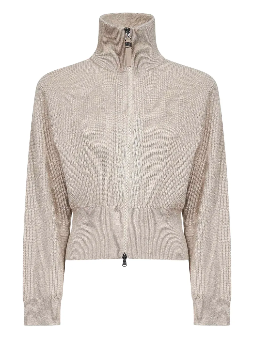 Brunello Cucinelli Vest met hoge hals en rits Beige