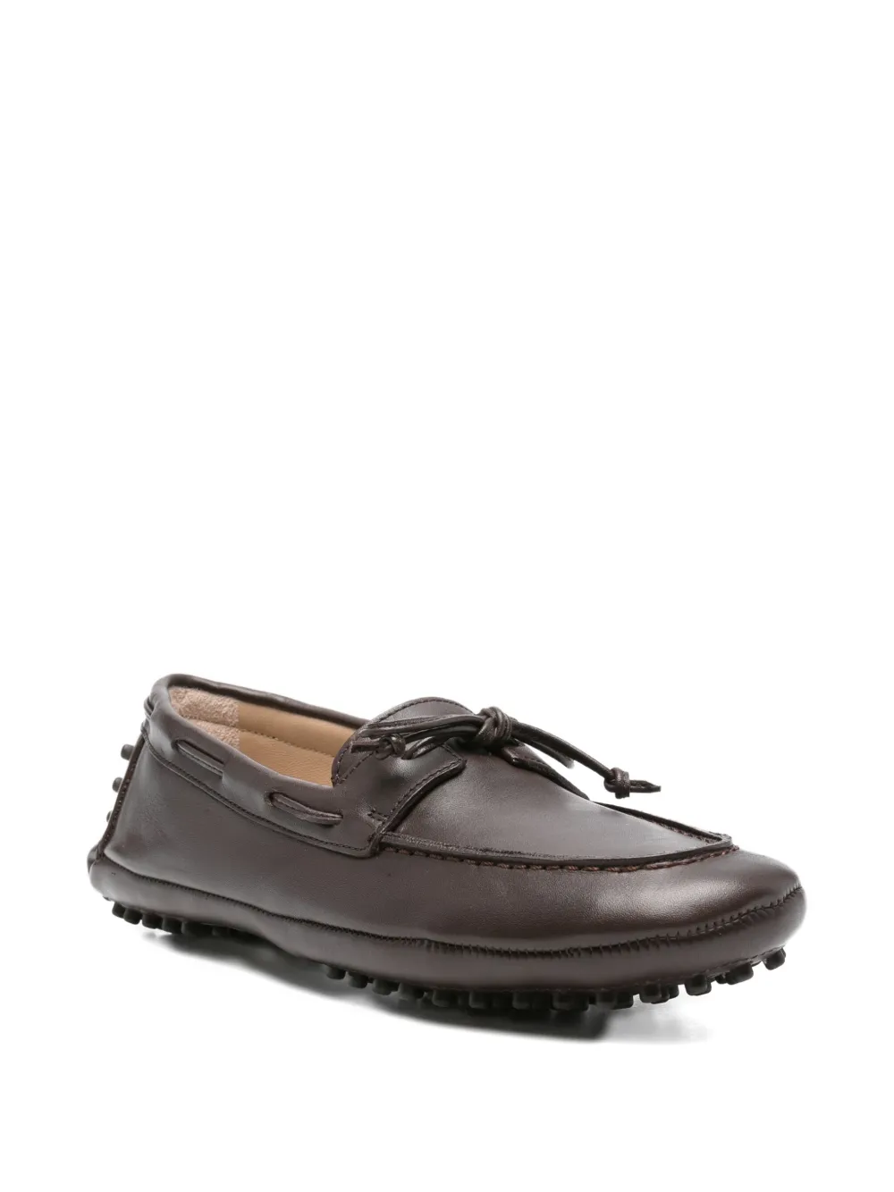 Le Monde Beryl leather boat shoes Brown