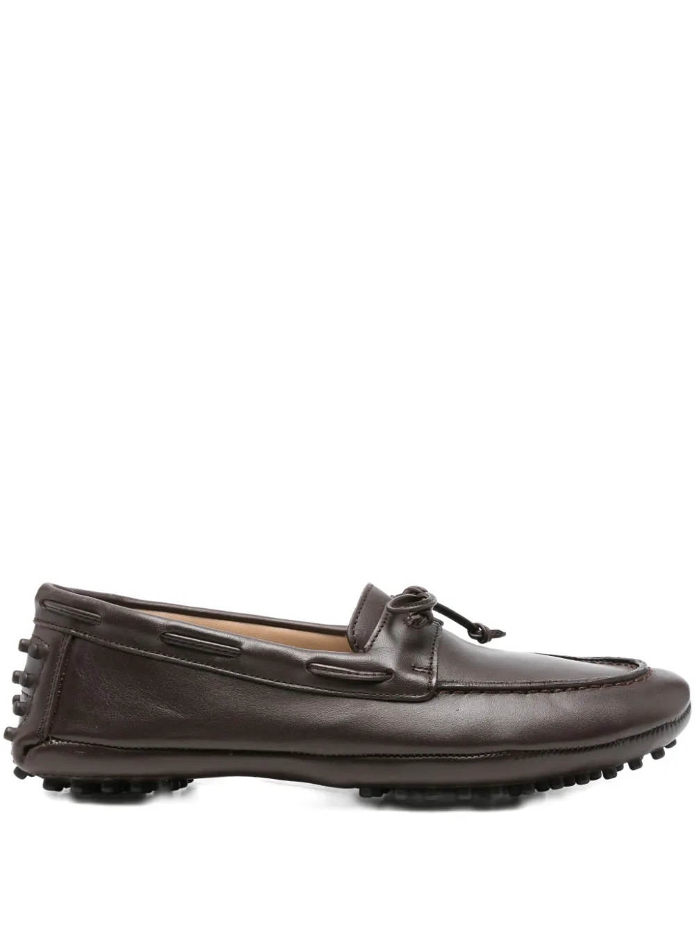 Le Monde Beryl leather boat shoes Brown