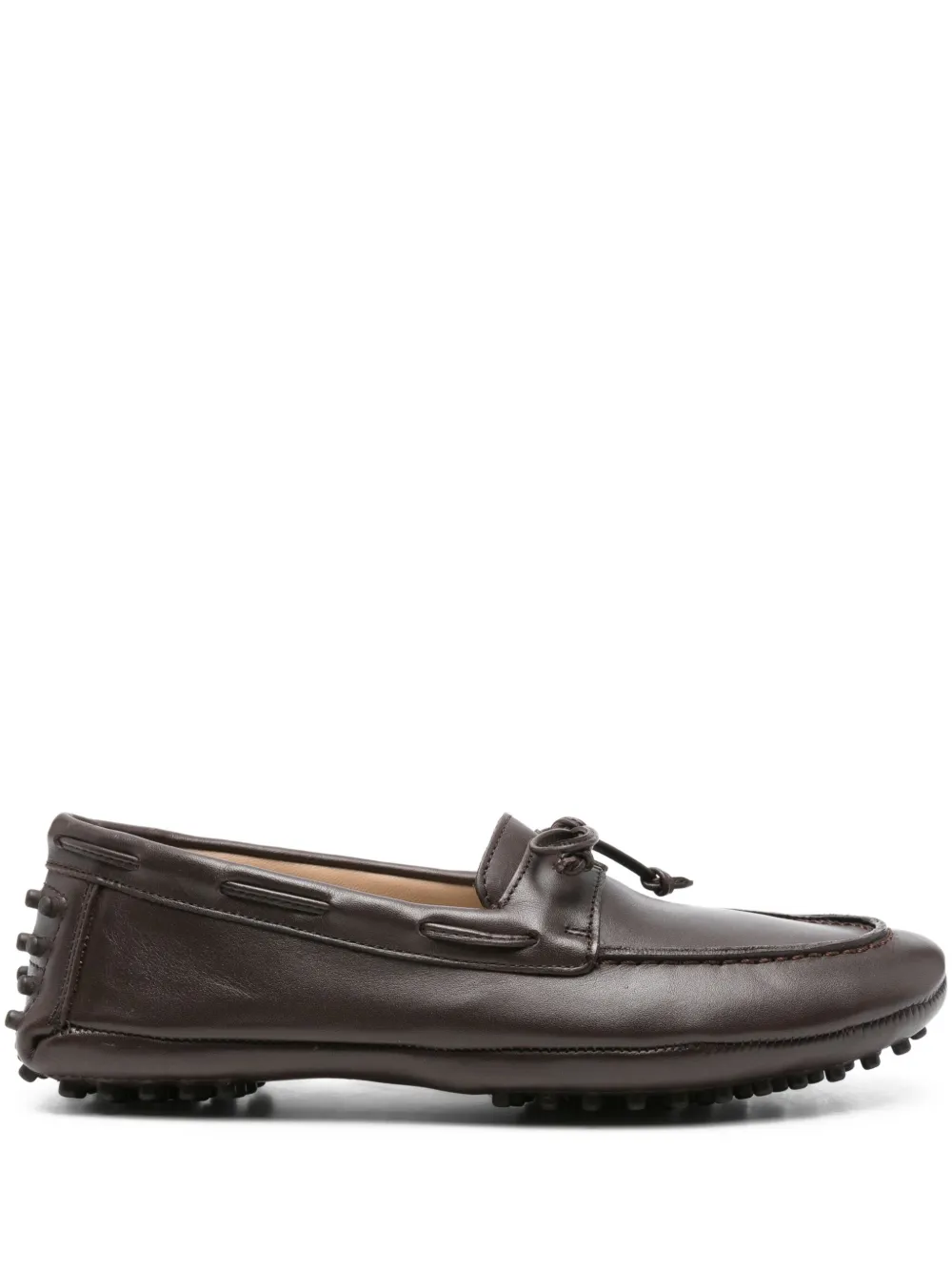 Le Monde Beryl leather boat shoes Brown