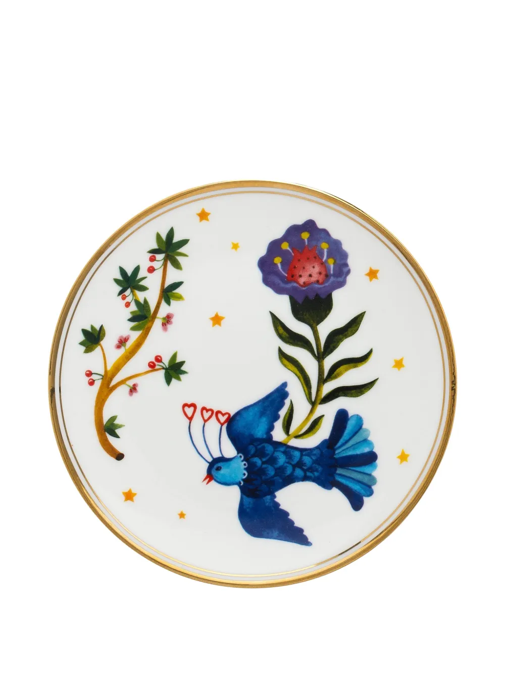 Bitossi Home Bird Floral Plate Set In White
