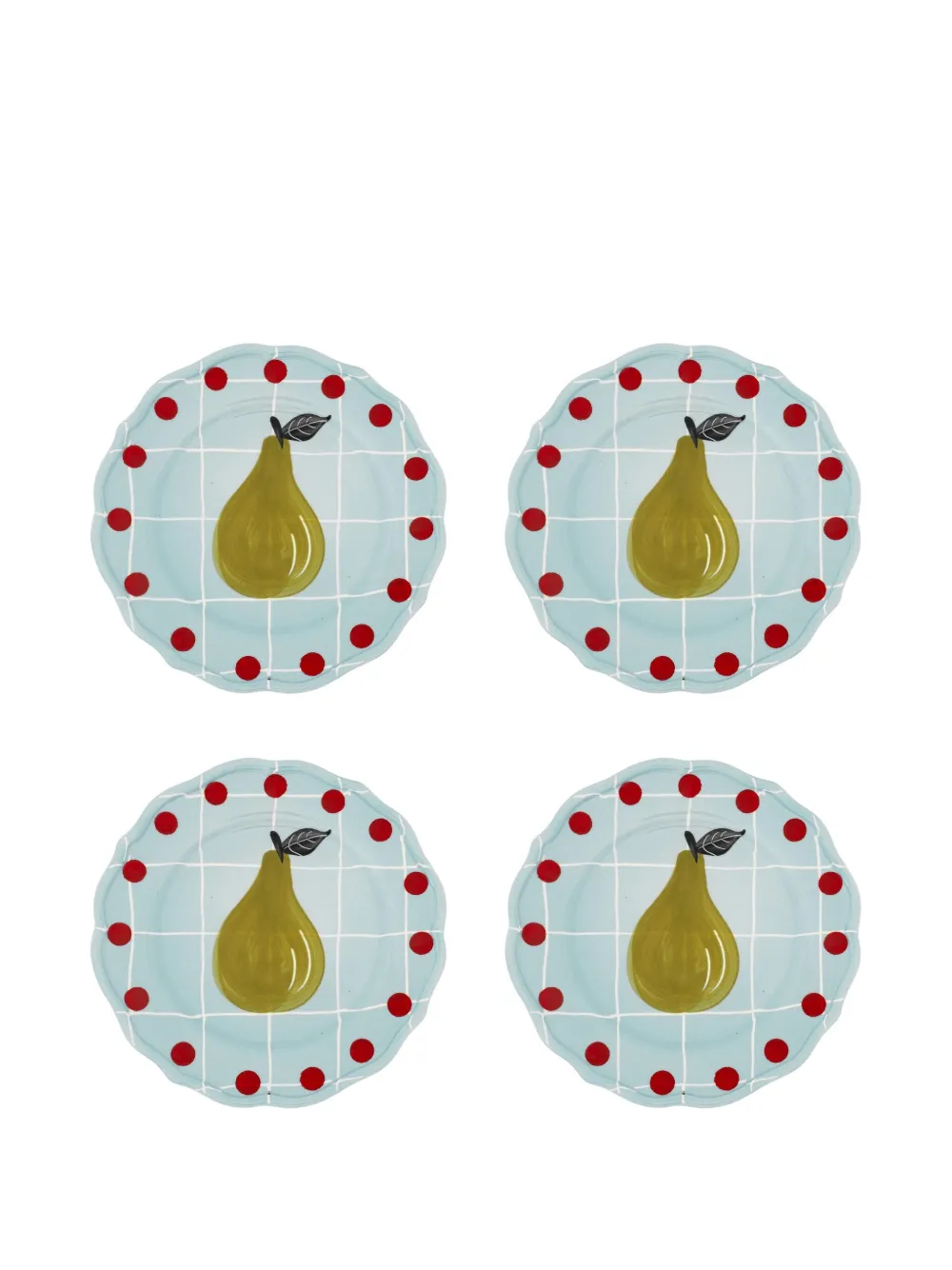 Bitossi Home pear grid scalloped plate set | Blue | Image 1
