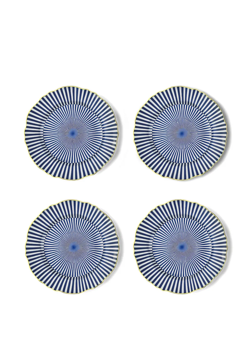 Bitossi Home Striped-radial Plate Set In Blue