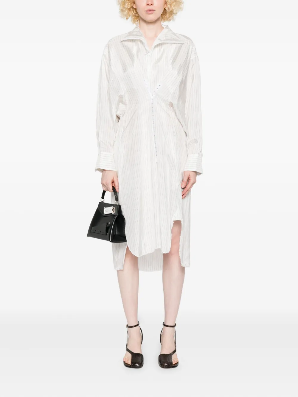 FEDERICO CINA striped shirt dress - Wit