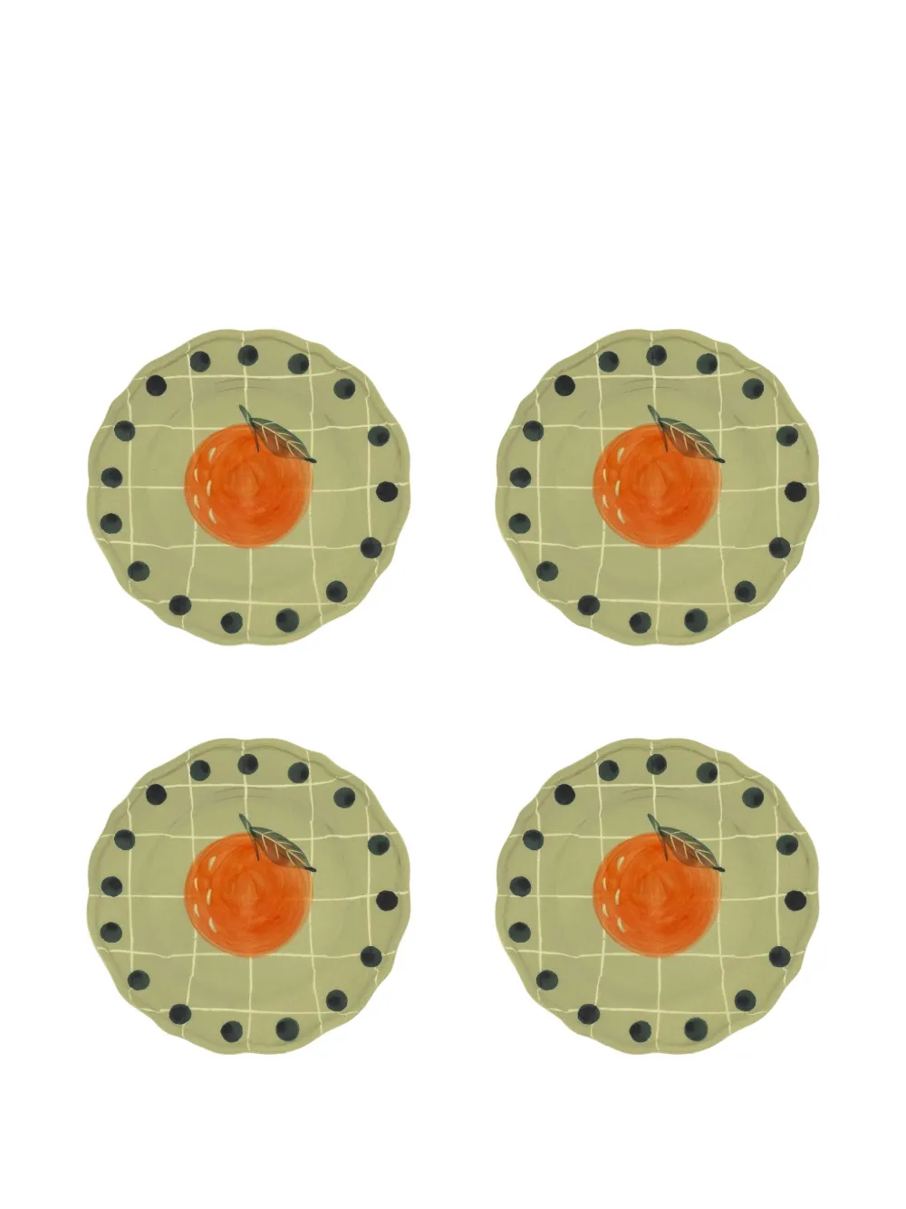Bitossi Home Printed Plate (set Of Four) In Green
