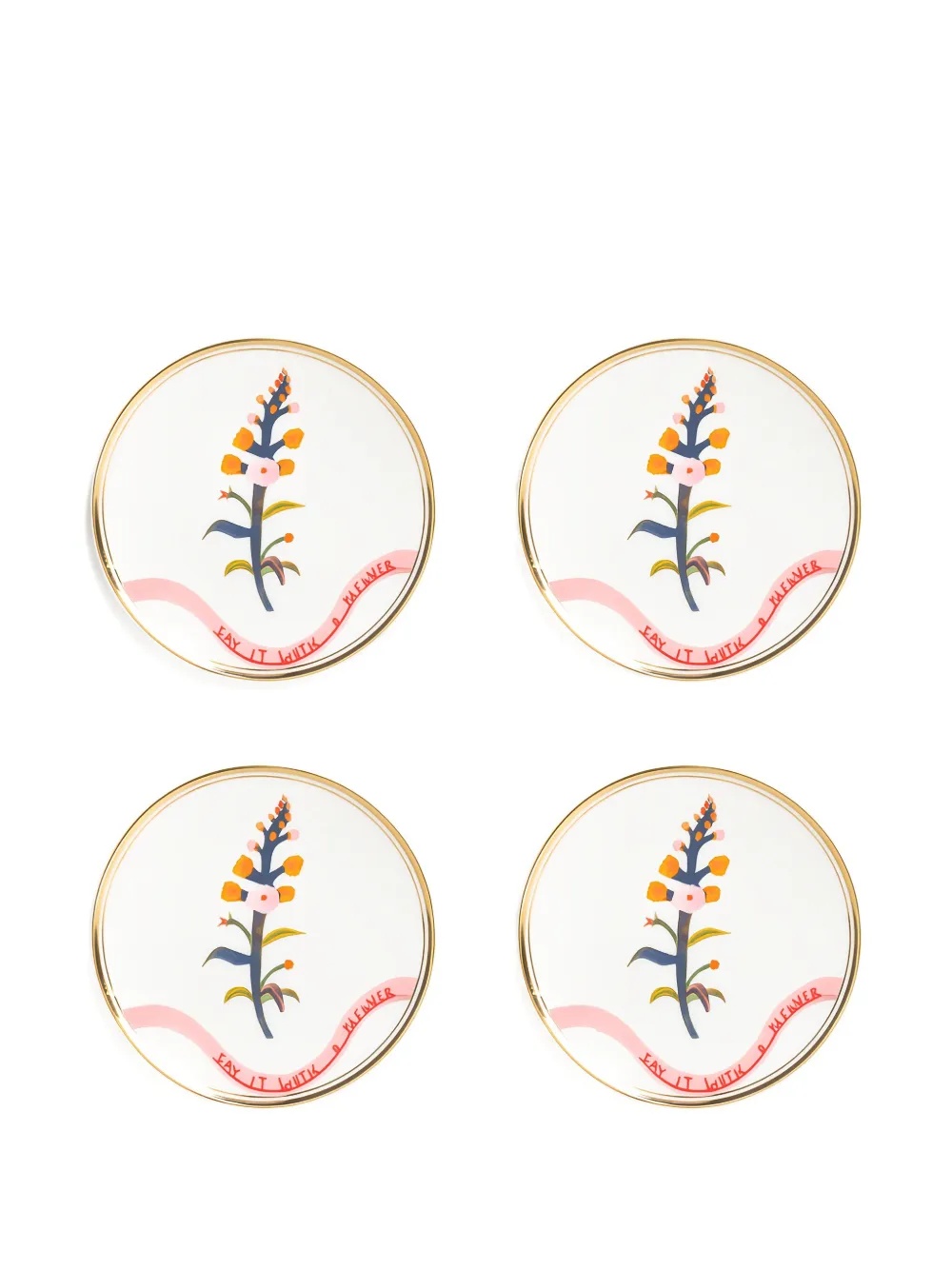 Bitossi Home Botanica Porcelain Dessert Plates (set Of Four) In White