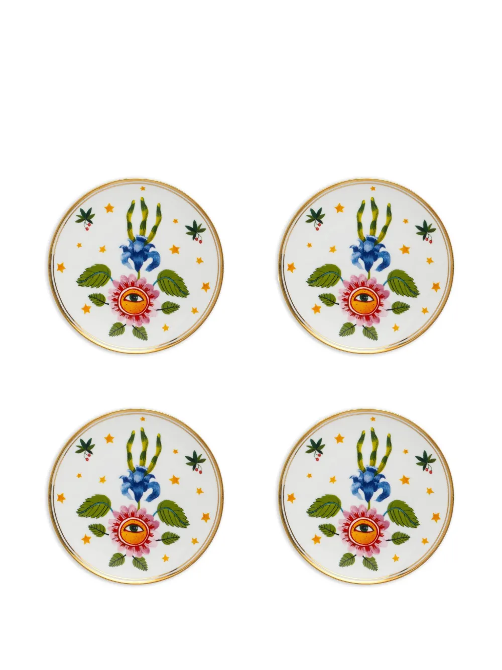 Bitossi Home eye-flower plates (set of four) | White | Image 1