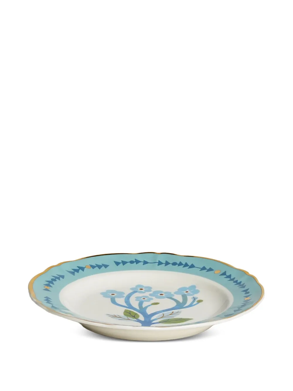 Bitossi Home Floral-print Gold-tone Rim Plates (set Of Two) In Blue