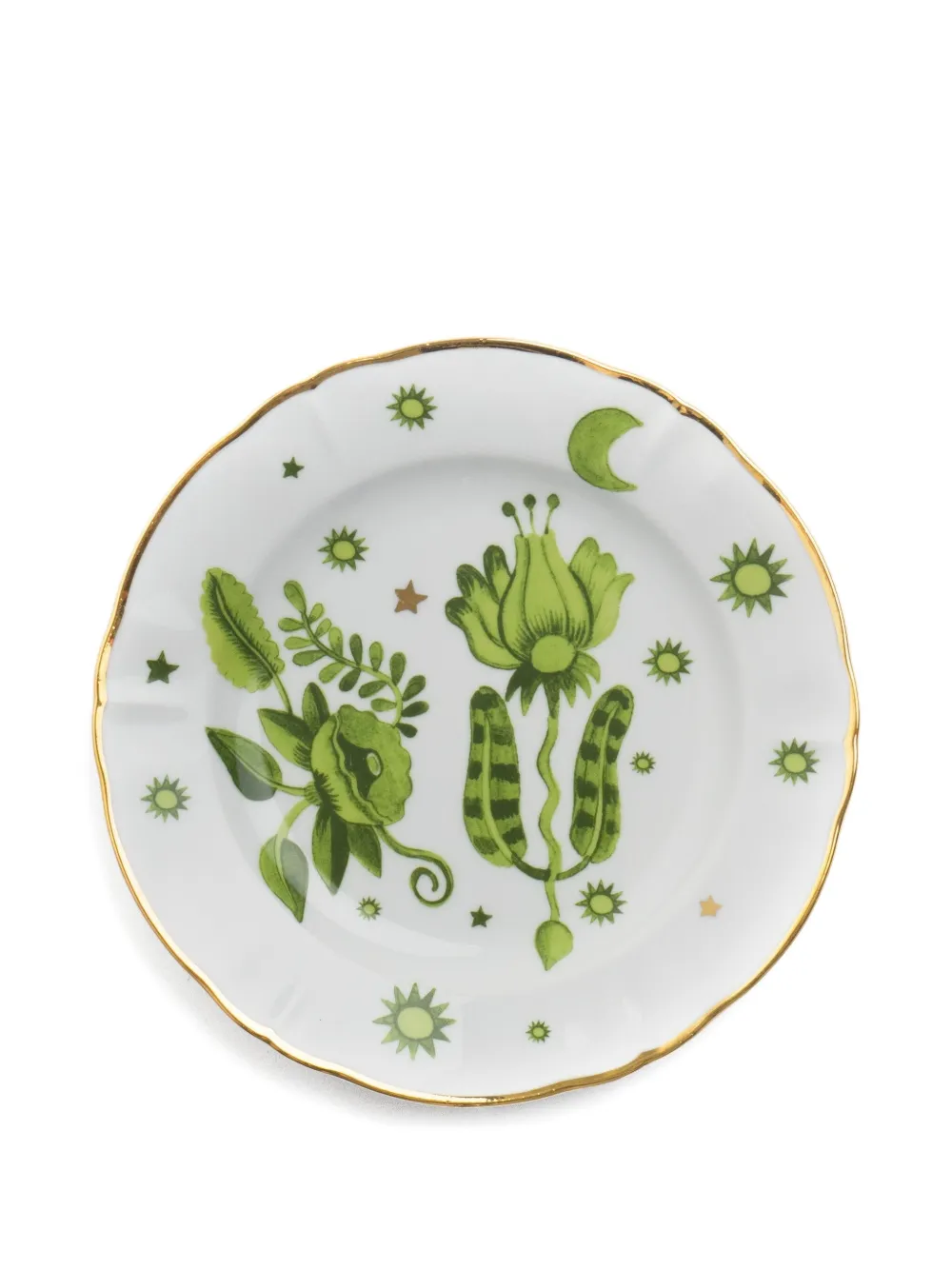 Bitossi Home Floral-print Gold-tone Rim Plate (26.5cm) In White