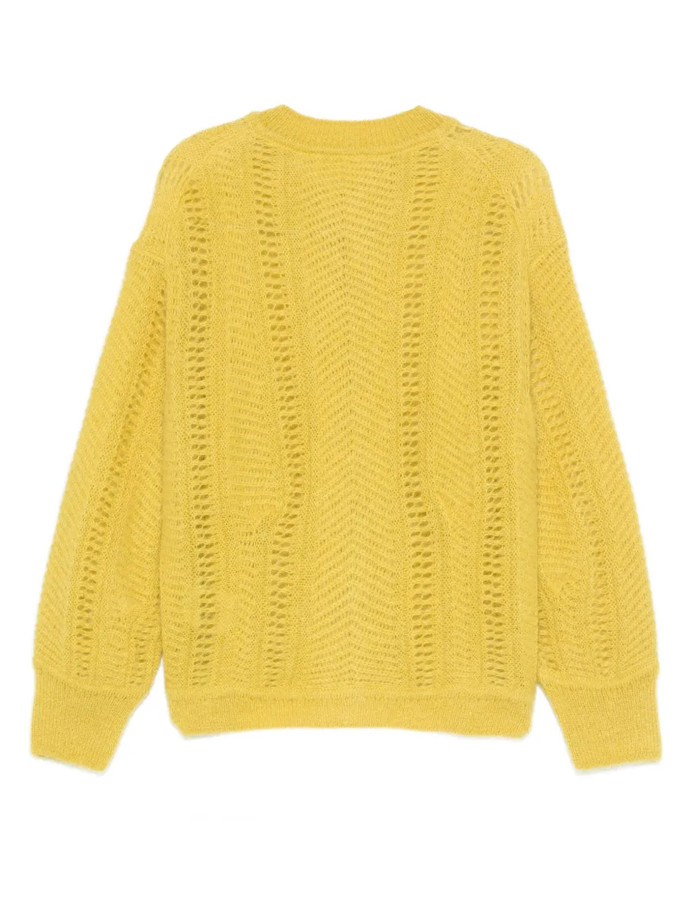 Closed Kabelgebreid vest Geel