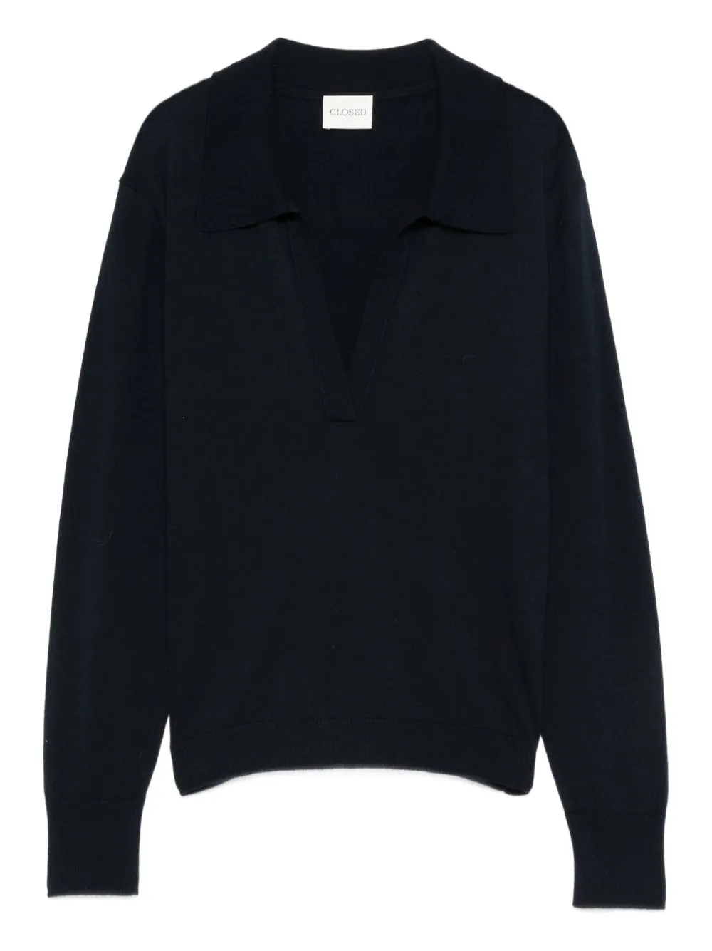 Closed long-sleeve polo top Blauw