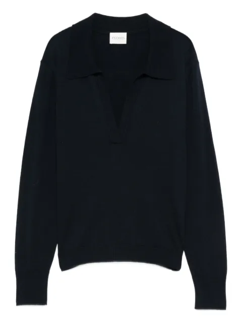 Closed long-sleeve polo top