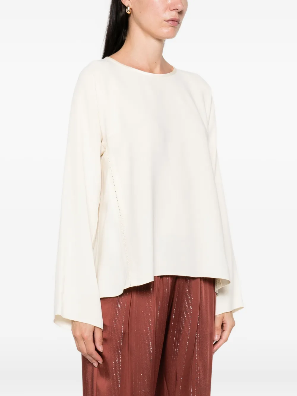 Forte Forte Round-neck Blouse In Neutral