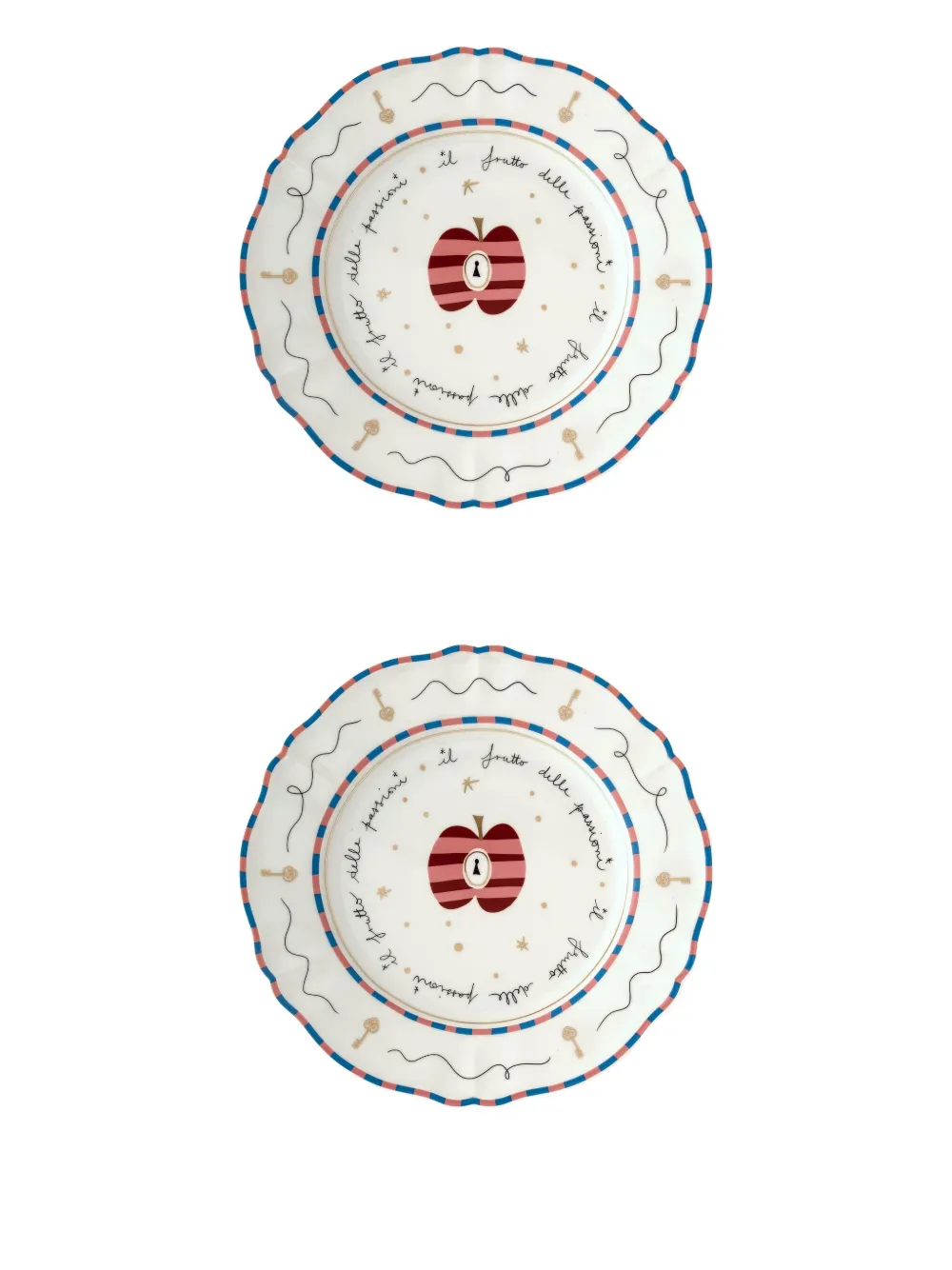Bitossi Home Apple-print Plates (set Of Two) In White