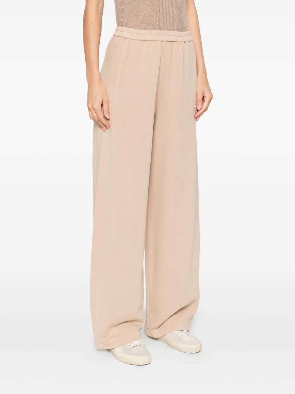 Forte Broek met geborduurd hart Beige