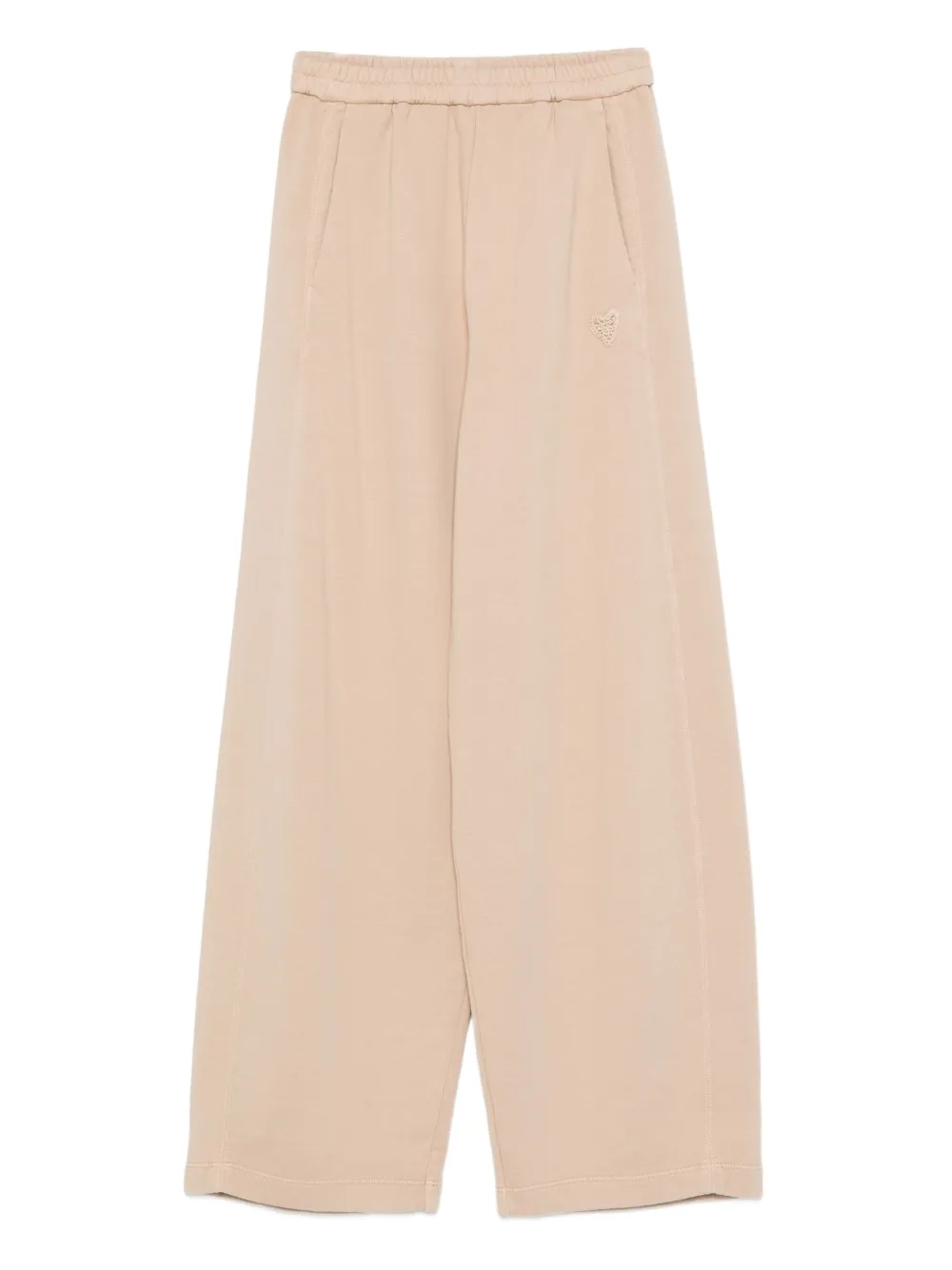 Forte Broek met geborduurd hart Beige