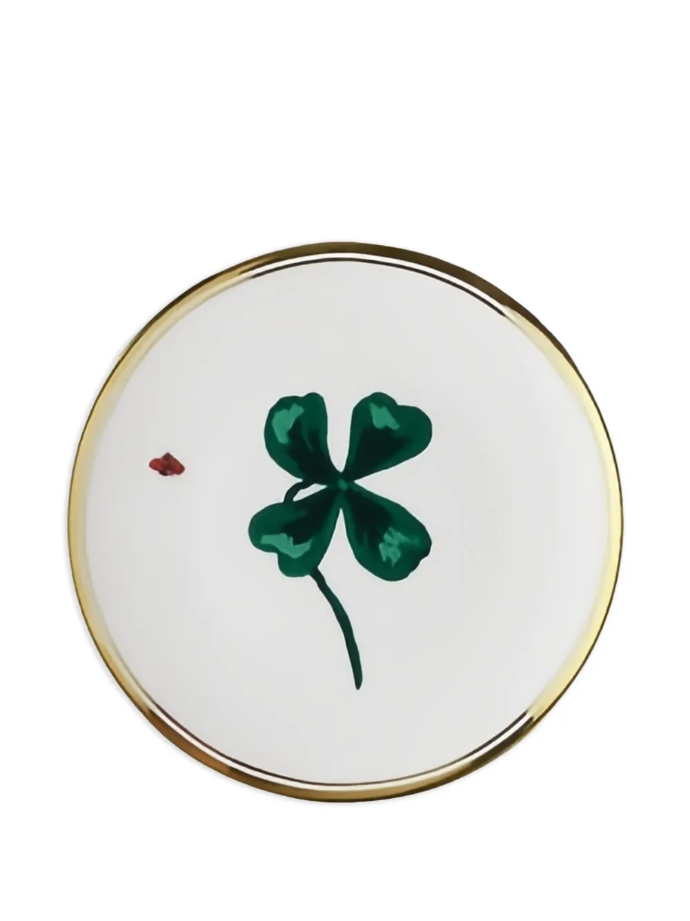 Bitossi Home Four-leaf Clover Gold-rim Plate (17cm) In White