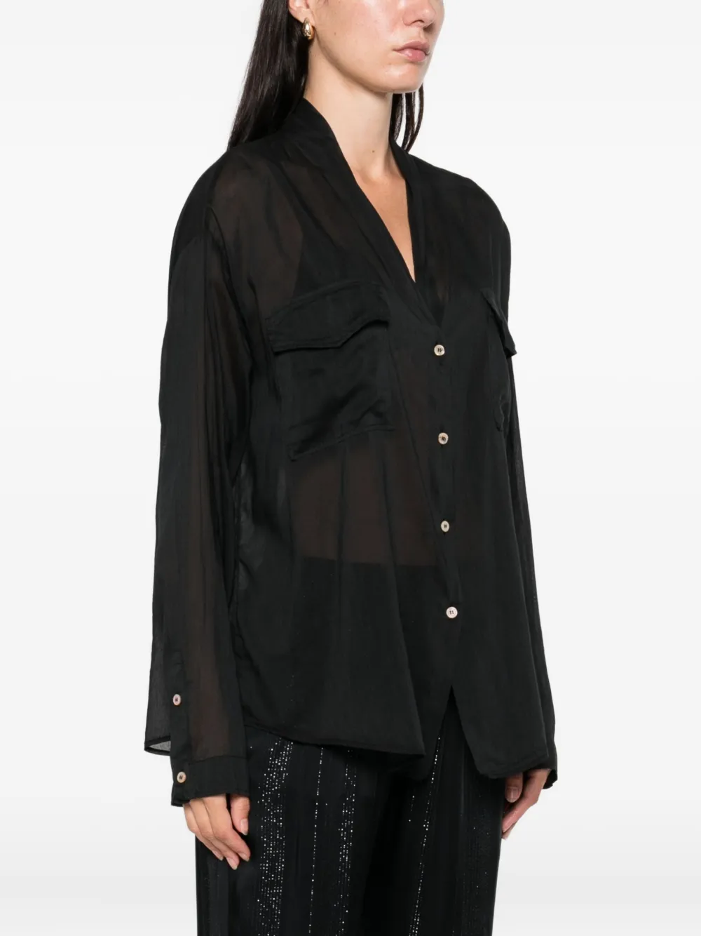 Forte Forte Button-fastening Pocket Shirt In Black