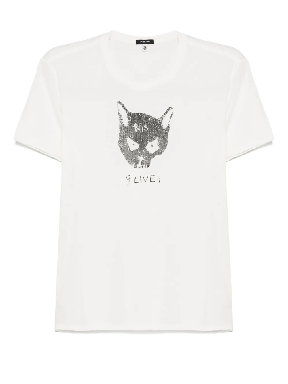 R13 cat-skull T-shirt Wit