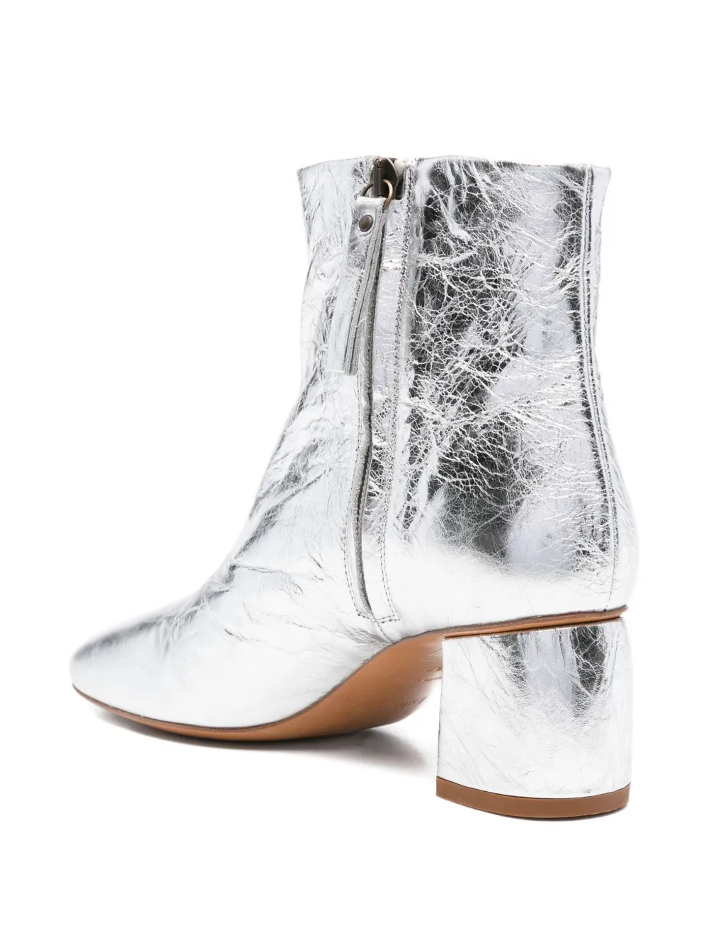 Forte 60mm metallic-finish leather boots Silver