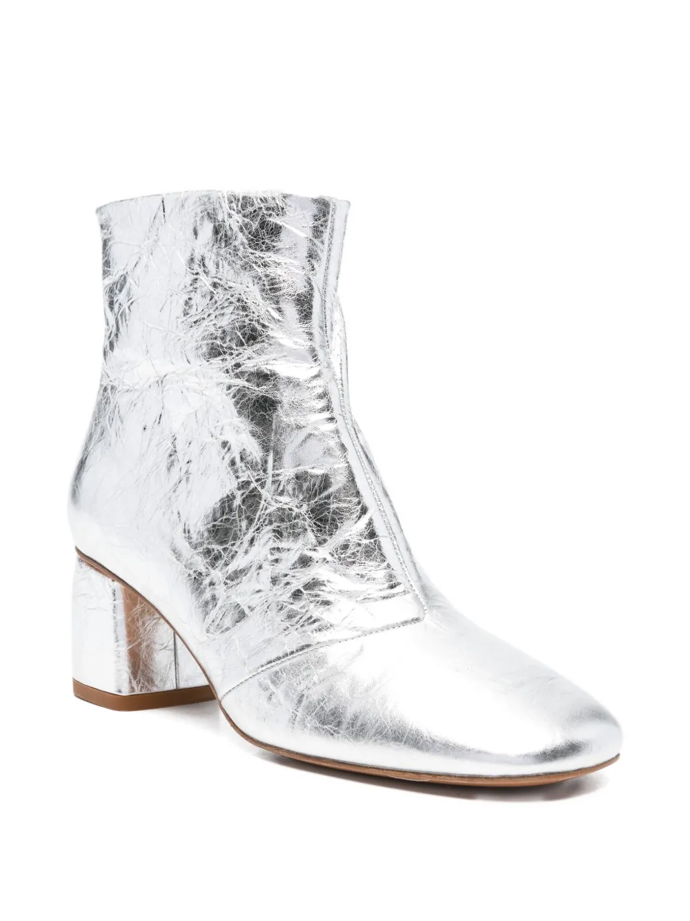 Forte 60mm metallic-finish leather boots Silver
