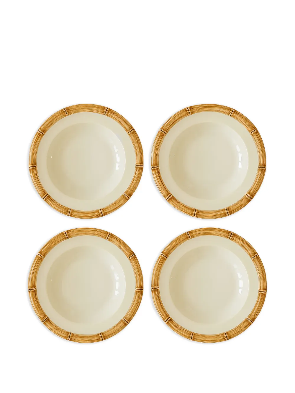 Les-Ottomans Bamboo hand-painted ceramic plates (four-piece set) | White | Image 1