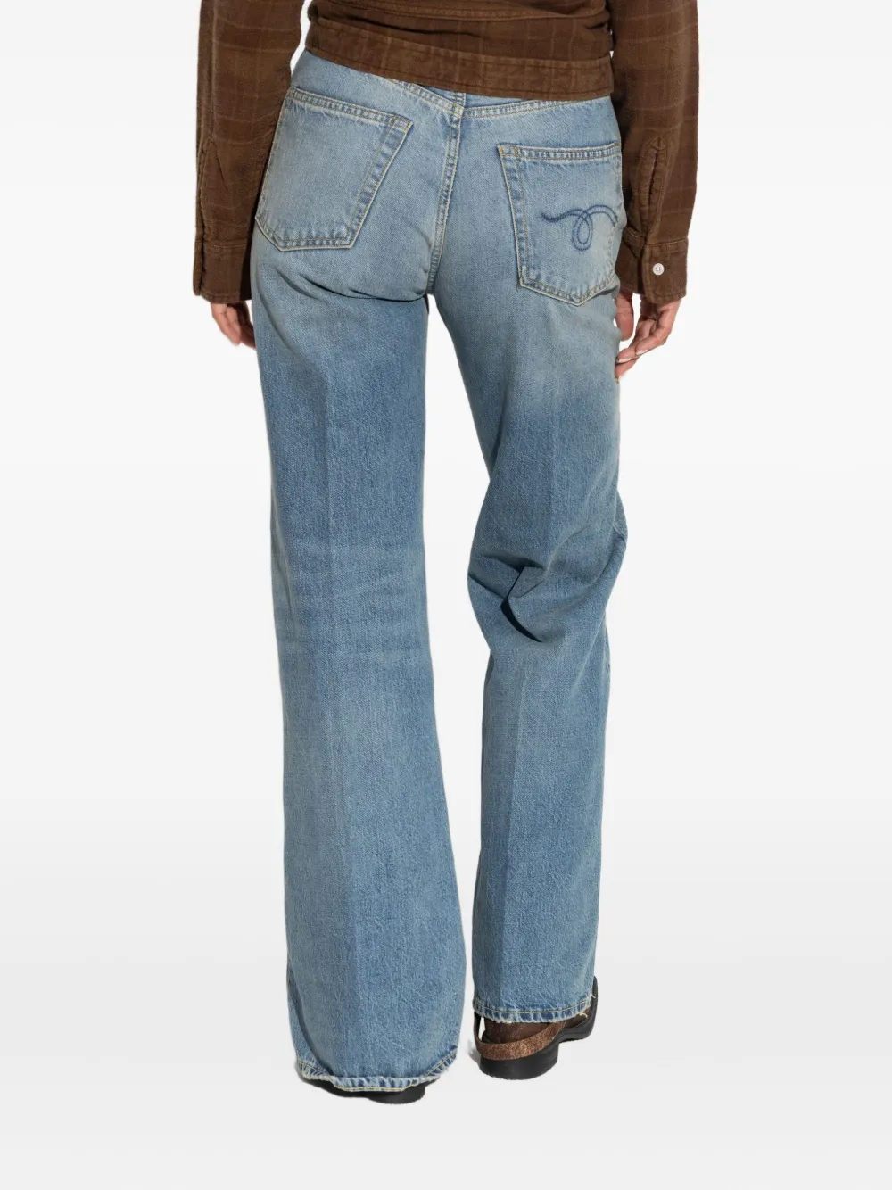 R13 embroidered-pocket jeans Blauw