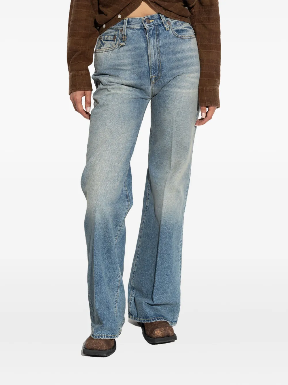R13 embroidered-pocket jeans Blauw
