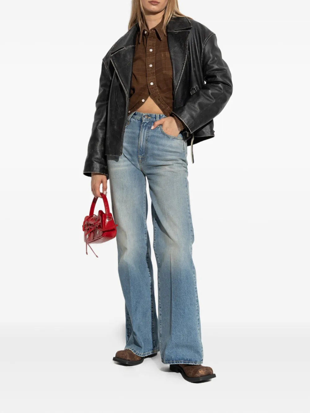 R13 embroidered-pocket jeans Blauw