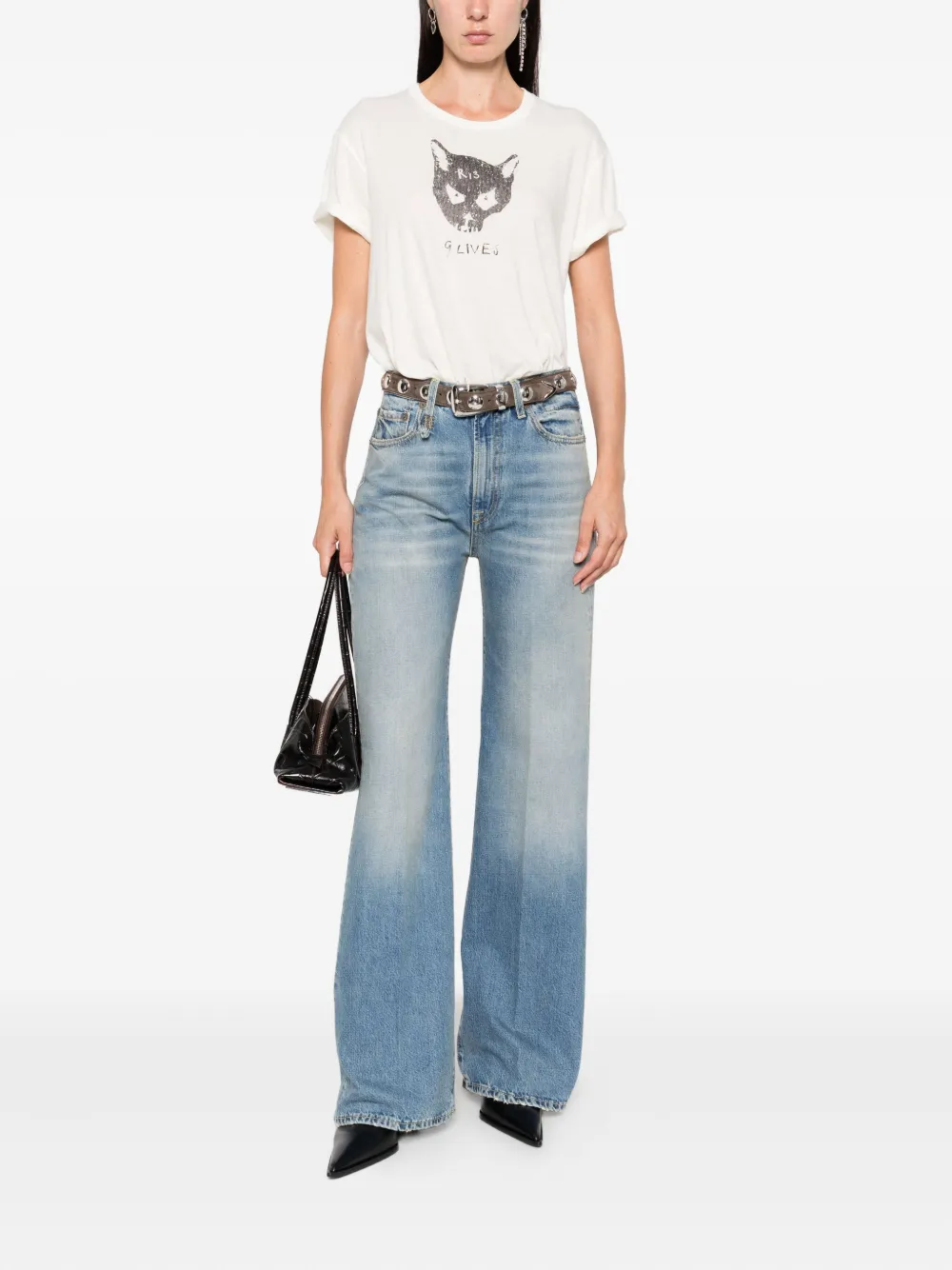 R13 Jeans met geborduurde zak - Blauw