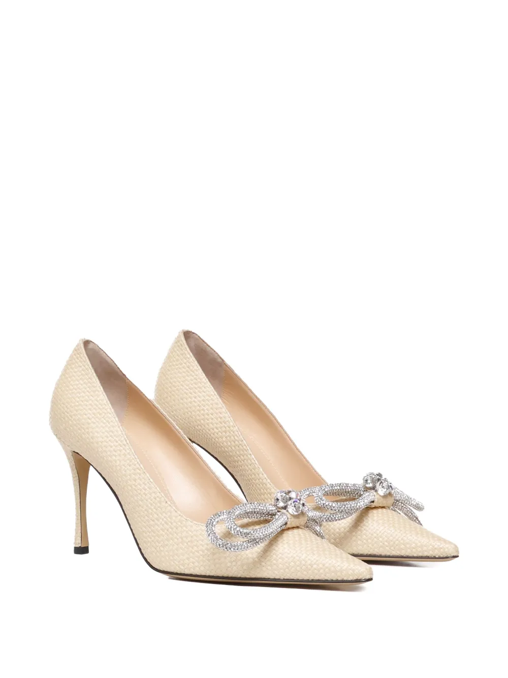 MACH 
MACH 95mm Double Bow crystal-embellished pumps Neutrals