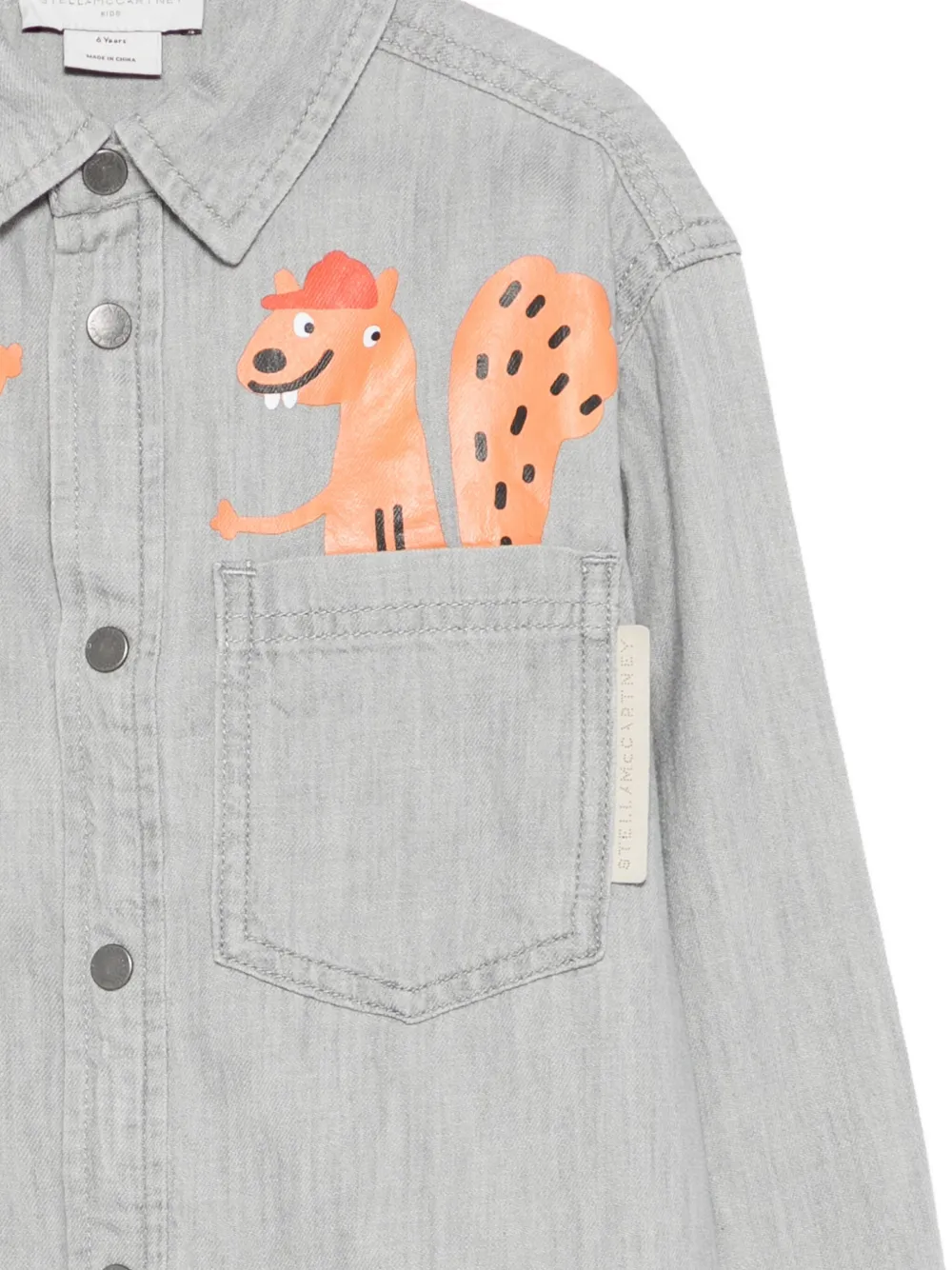 Stella McCartney Kids Shirt met eekhoorndetail en zak Grijs