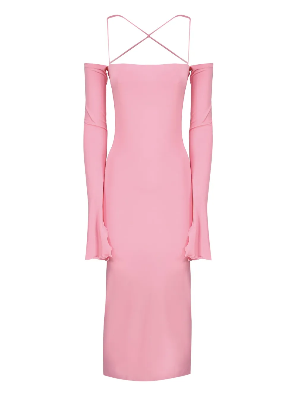 THE ANDAMANE off-shoulder long-sleeve maxi dress Roze