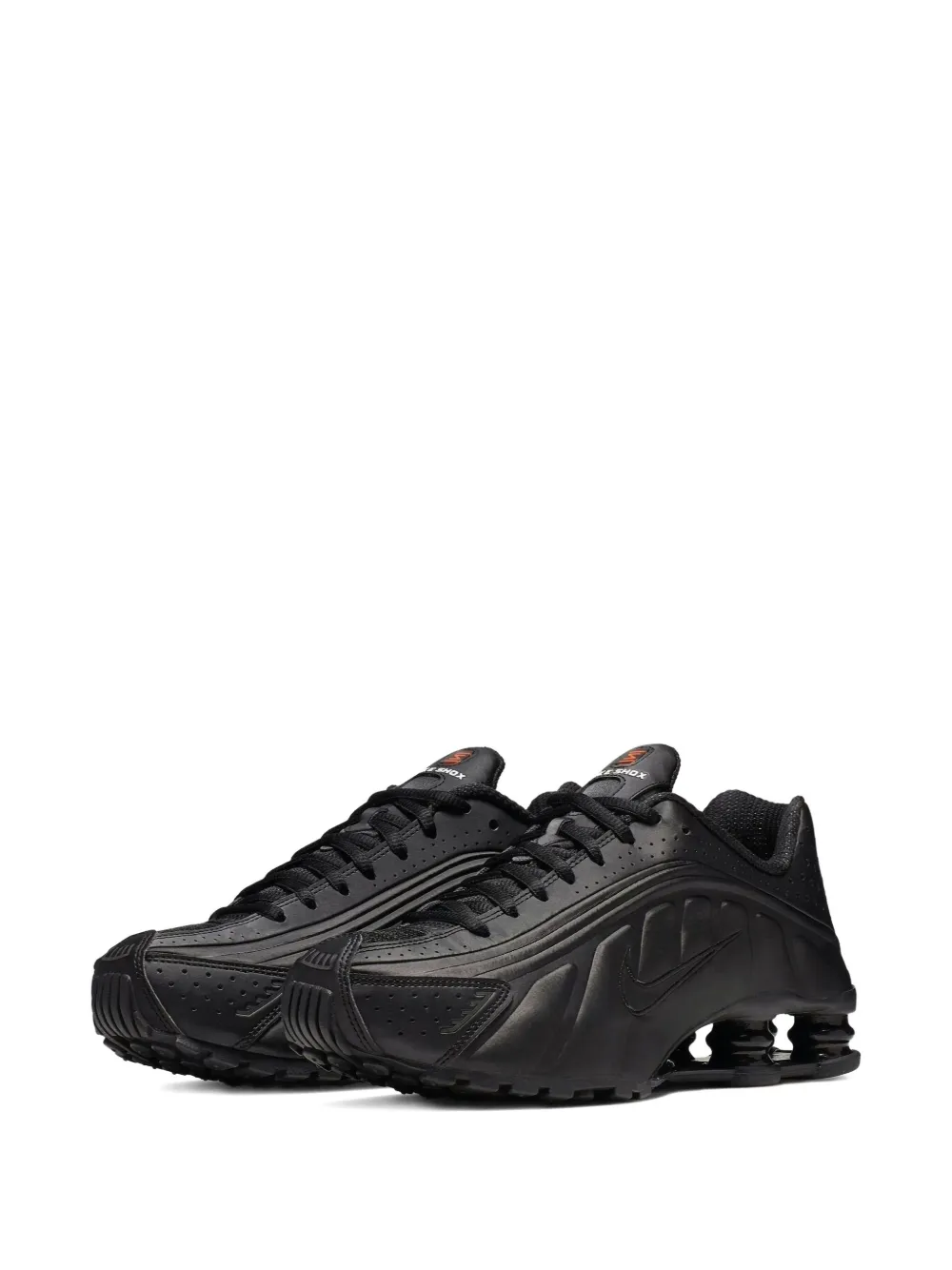 Nike Shox R4 perforated leather trainers Black