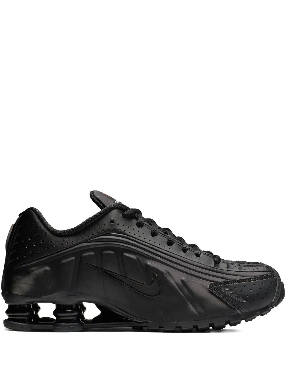 Nike Shox R4 perforated leather trainers Black