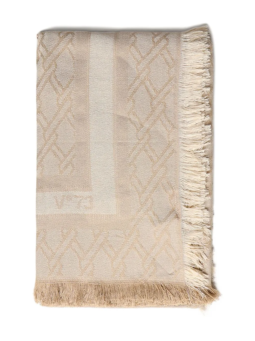 V°73 jacquard fringed scarf - Toni neutri