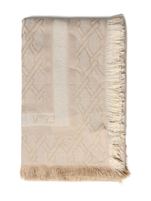 V°73 jacquard fringed scarf
