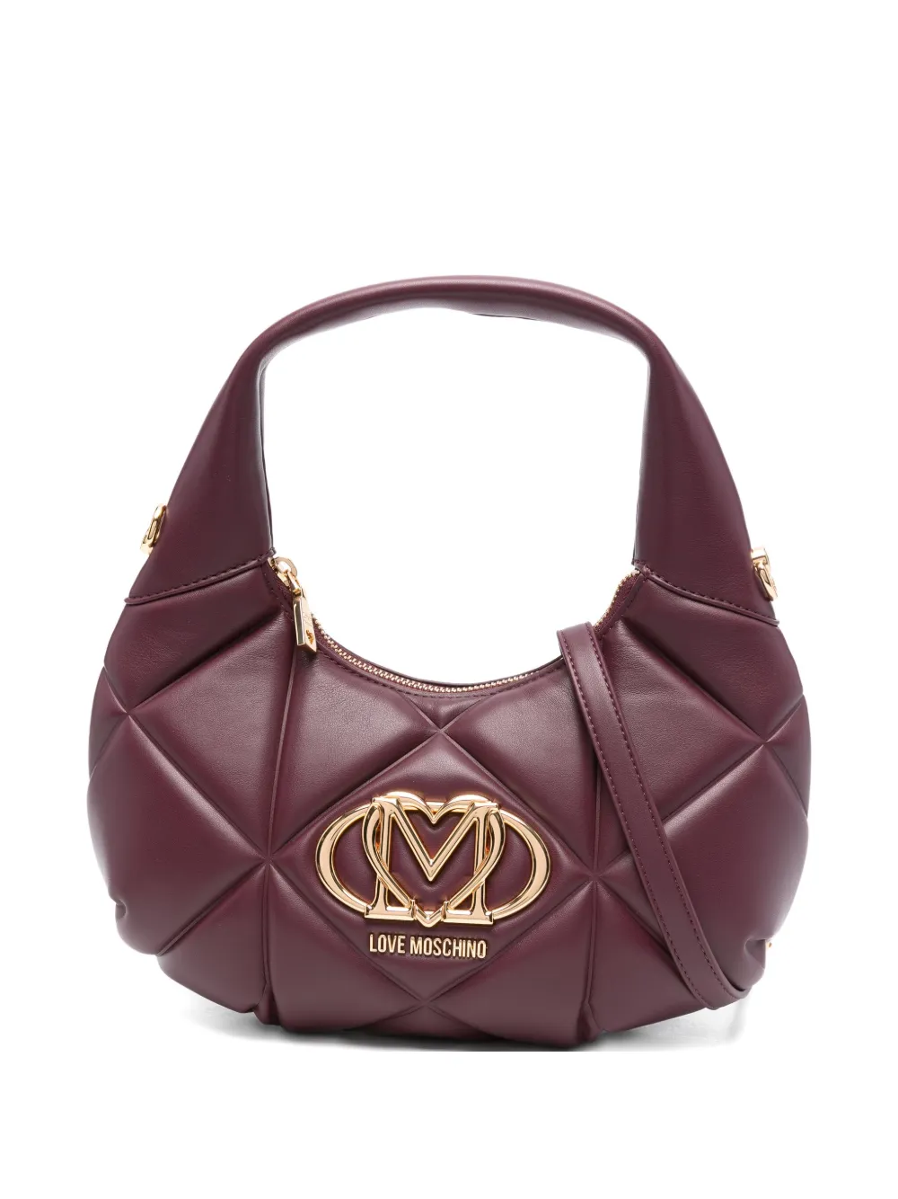 Love Moschino quilted logo-plaque shoulder bag Rood