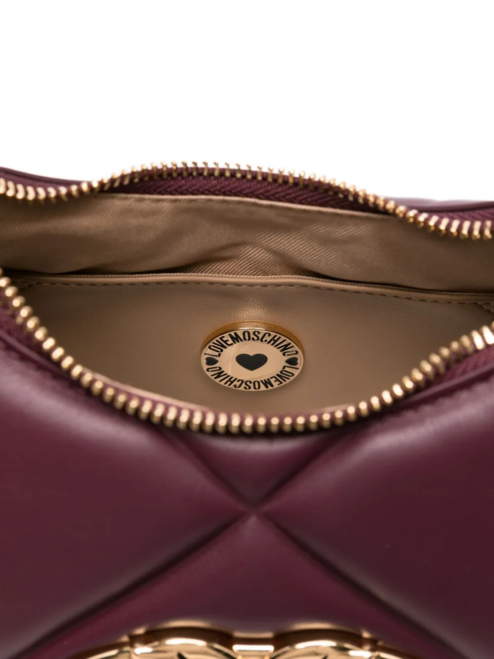 Love Moschino quilted logo-plaque shoulder bag Rood