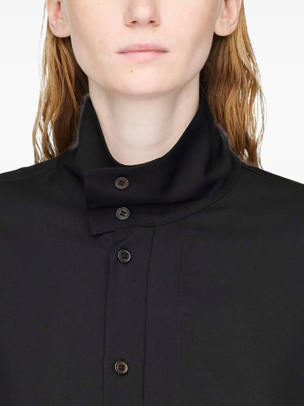 Y-3 Blouse met hoge hals en gewelfde afwerking Zwart